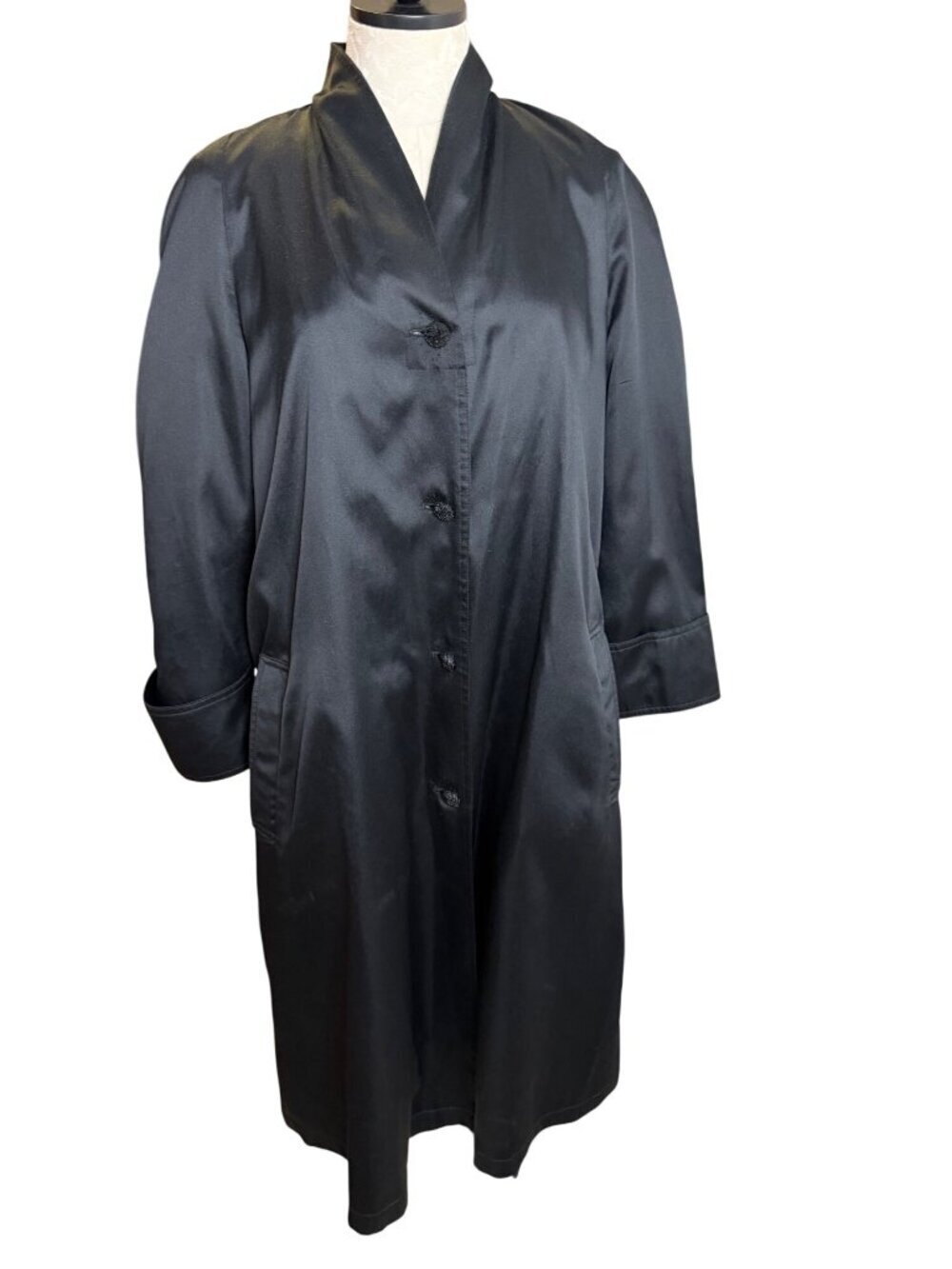 Count Romi All Weather Traveler Evening Coat Size 2 Black Button Front Vintage